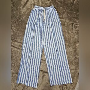 Blue and White Striped Pants